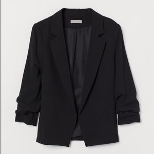 *S* As Is Bunched 3/4 Sleeve Black Blazer H&M